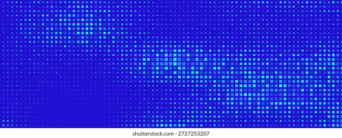 El mosaico de píxeles azules con cuadrados digitales brillantes crea un fondo de tecnología abstracto perfecto para presentaciones de fintech, visualización de datos criptográficos y diseños de negocios futuristas.