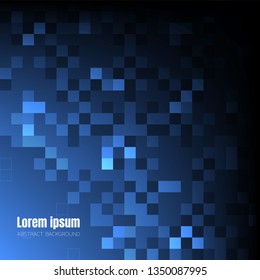 blue pixel mosaic technology abstract background, square geometric digital space wallpaper, template for website cover poster banner brochure and more, flat vector graphic design 