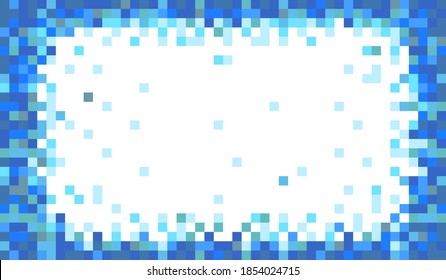 Marco de fondo azul pixelado para uso como tarjeta social, pancarta