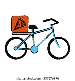 blue pizza food delivery bicycle drawing
