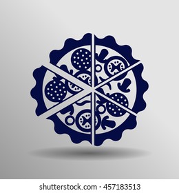blue Pizza Icon button logo symbol concept high quality on the gray background