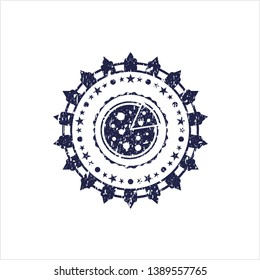 Blue pizza icon inside distress rubber seal