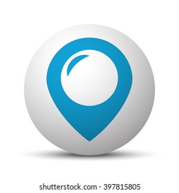 Blue Place icon on sphere on white background