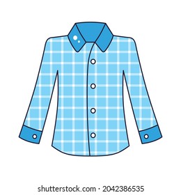 Blue Plaid Checkered Flannel Shirt Isolated Cartoon Vector