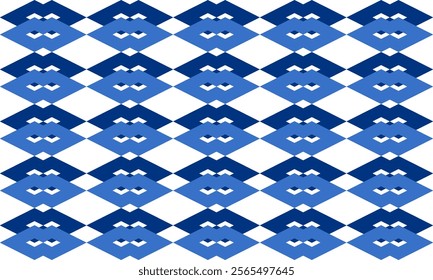 blue plaid fabric texture, blue diamond overlap checkerboard repeat pattern, replete image, design for fabric printing, rhombus