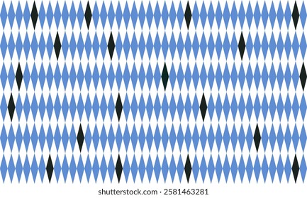 blue plaid fabric texture, blue diamond checkerboard repeat pattern, replete image, design for fabric printing, rhombus, randomly black diamond