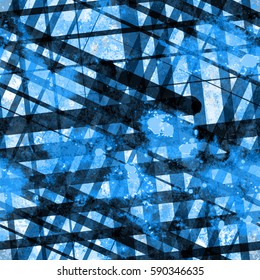 Blue plaid pattern with grunge elements. Seamless background for fabric, wrapping paper, home decor.