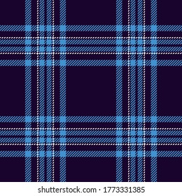 Blue plaid pattern vector. Tartan dark seamless check plaid for flannel shirt or other modern autumn winter fashion textile print.