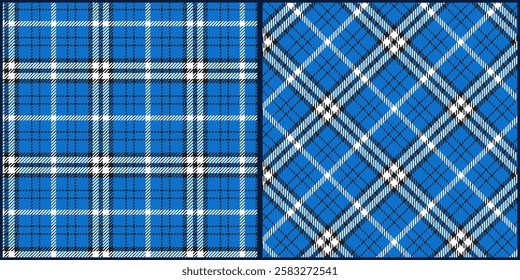 Blue plaid seamless pattern vector. Background graphic tartan fashion design use for print, texture, cloth, fabric, flannel.