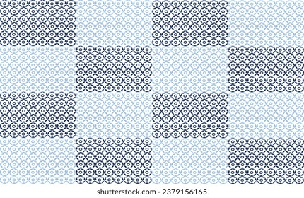 textura trenzada azul, conjunto de estampados de flores azules sin soldadura, diseño de tablero de ajedrez de repetición de ajedrez para impresión de tela o papel pintado o fondo retro
