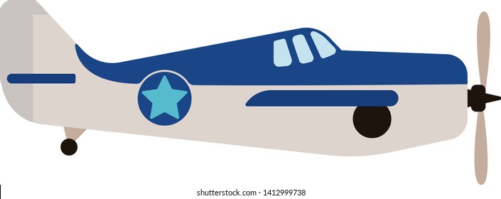 Blue plane geometric illustration isolated on background