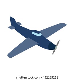 Blue plane icon in isometric 3d style isolated on white background. Air transport symbol