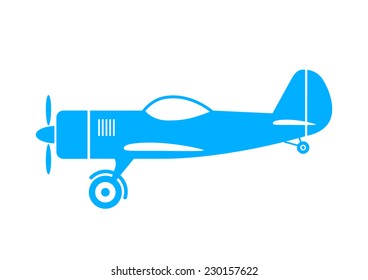 Blue plane icon on white background