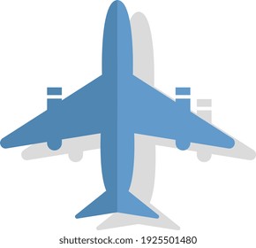 Blue plane, illustration, vector on white background.