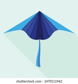 Blue plane kite icon. Flat illustration of blue plane kite vector icon for web design