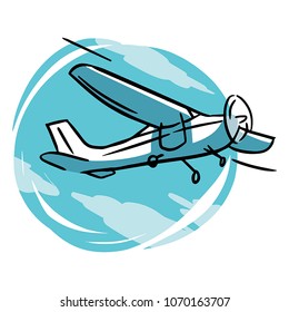 blue plane in the sky