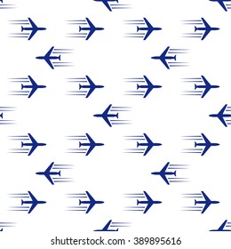 blue planes seamless isolated on white background, vector illustration