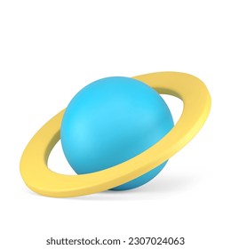 Blue planet with circle ring orbit science astronomy astrology cosmic exploration isometric 3d icon realistic vector illustration. Universe solar system science world cosmology planetary sphere