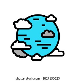 blue planet with clouds color icon vector. blue planet with clouds sign. isolated symbol illustration