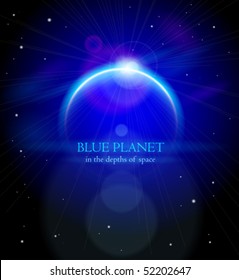 Blue Planet in the depths of space. Eps10