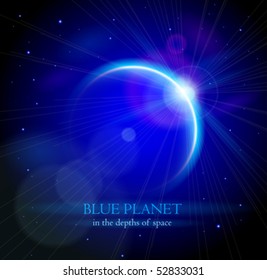 Blue Planet in the depths of space. Eps10