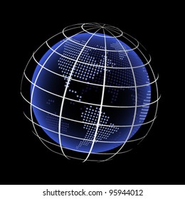 Blue planet earth against black space background