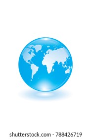 Blue planet earth - isolated on white background - vector art illustration.
