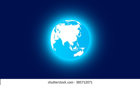 Blue planet Earth. Space background. Cartoon. One position of the 24's.