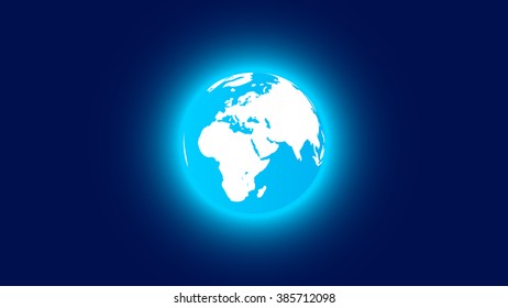 Blue planet Earth. Space background. Cartoon. One position of the 24's.