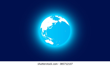 Blue planet Earth. Space background. Cartoon. One position of the 24's.