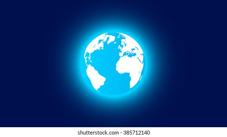 Blue planet Earth. Space background. Cartoon. One position of the 24's.