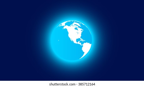 Blue planet Earth. Space background. Cartoon. One position of the 24's.