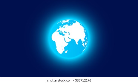 Blue planet Earth. Space background. Cartoon. One position of the 24's.