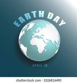Blue planet Earth in space with stars 3D vector illustration. Save Earth concept. Earth Day April 22. World, sphere, universe, life, nature, peace