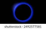 Blue planet eclipse concept. Solar light glare effect. Abstract glowing sun crown in dark space. Earth halo with blazing edge. Vector illustration design for poster, banner, cover, brochure, booklet