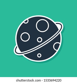 Blue Planet icon isolated on green background.  Vector Illustration