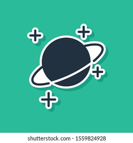 Blue Planet icon isolated on green background.  Vector Illustration