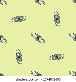 Blue Planet icon isolated seamless pattern on yellow background.  Vector Illustration
