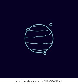 blue planet icon on blue background, vector illustration