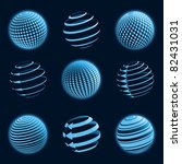 Blue planet icons. Vector illustration.