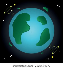 Blue planet with islands. Vector illustration