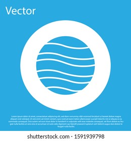 Blue Planet Jupiter icon isolated on blue background. White circle button. Vector Illustration