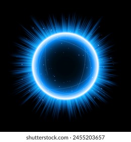 Blue Planet with Light and Sparks. Suitable For Product Advertising, Product Design, and Other, Vector Illustration