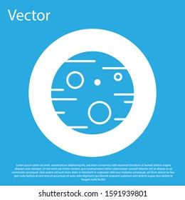 Blue Planet Mars icon isolated on blue background. White circle button. Vector Illustration
