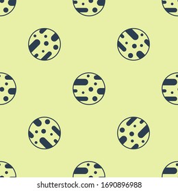 Blue Planet Mars icon isolated seamless pattern on yellow background.  Vector Illustration