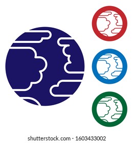 Blue Planet Mercury icon isolated on white background. Set color icons in circle buttons. Vector Illustration