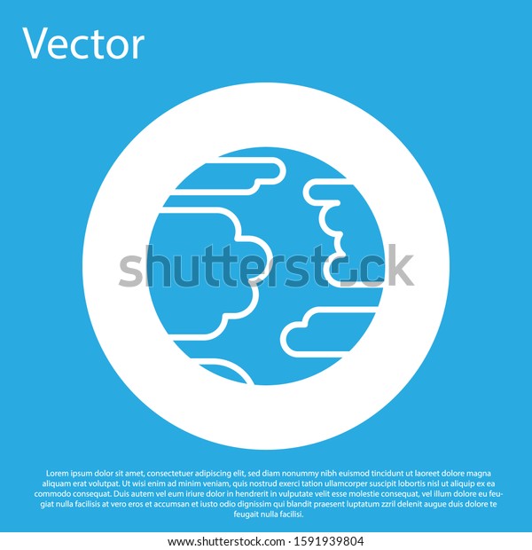 Blue Planet Mercury icon\
isolated on blue background. White circle button. Vector\
Illustration