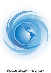 Blue planet on abstract light background