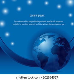 blue planet over blue background with space for copy. vector