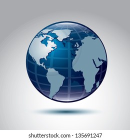 Blue planet over blue background, Vector Illustration